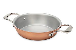 Signature Range 16cm Round Copper au Gratin Pan with Stainless Steel Loop Handles