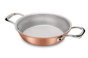 Signature Range 16cm Round Copper au Gratin Pan with Stainless Steel Loop Handles