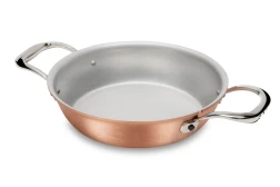 Signature Range 16cm Round Copper au Gratin Pan with Stainless Steel Loop Handles — 1