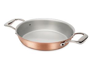 Signature Range 20cm Round Copper au Gratin Pan with Stainless Steel Loop Handles