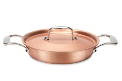 Signature Range 20cm Round Copper au Gratin Pan with Stainless Steel Loop Handles — 3