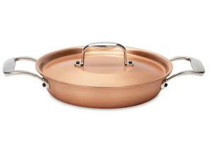 Signature Range 20cm Round Copper au Gratin Pan with Stainless Steel Loop Handles — 3