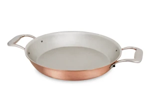 Signature Range 24cm Round Copper au Gratin Pan with Stainless Steel Loop Handles  — 1
