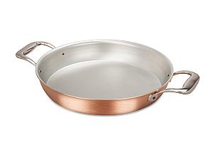 Signature Range 28cm Round Copper au Gratin Pan with Stainless Steel Loop Handles 