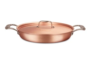 Signature Range 28cm Round Copper au Gratin Pan with Stainless Steel Loop Handles  — 3
