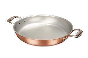 Signature Range 32cm Round Copper au Gratin Pan with Stainless Steel Loop Handles 
