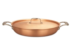 Gamma Signature Padella rotonda in rame da 32 cm con manici ad anello in acciaio inossidabile  — 3