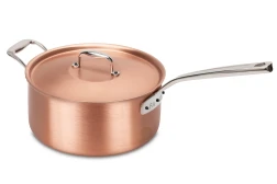 Signature Range 24cm Copper Saucepan with Stainless Steel Handle and Helper Handle — 3
