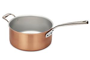 Signature Range 24cm Copper Saucepan with Stainless Steel Handle and Helper Handle
