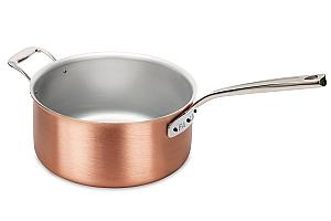 Signature Range 24cm Copper Saucepan with Stainless Steel Handle and Helper Handle