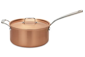 Signature Range 24cm Copper Saucepan with Stainless Steel Handle and Helper Handle — 3