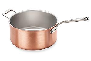 Signature Range 28cm Copper Saucepan with Stainless Steel Handle and Helper Handle
