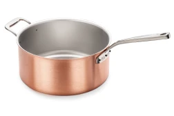 Signature Range 28cm Copper Saucepan with Stainless Steel Handle and Helper Handle — 1