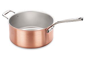 Signature Range 28cm Copper Saucepan with Stainless Steel Handle and Helper Handle