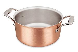 Signature Range 18cm Copper Casserole with Stainless Steel Handles