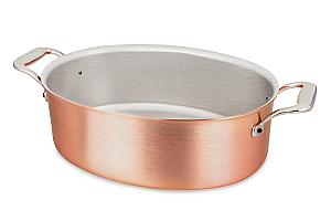 Signature Range 30 x 20cm Oval Copper Casserole with Stainless Steel Handles