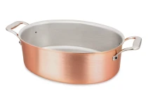 Signature Range 30 x 20cm Oval Copper Casserole with Stainless Steel Handles — 1