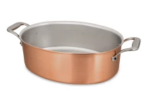 Signature Range 30 x 20cm Oval Copper Casserole with Stainless Steel Handles — 1