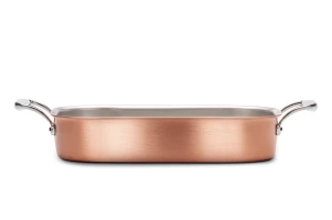 Signature Range 35 x 23cm Copper Roasting Pan with Stainless Steel Handles — 3