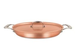 Signature Range 30 x 20cm Oval Copper au Gratin Pan with Stainless Steel Loop Handles — 3