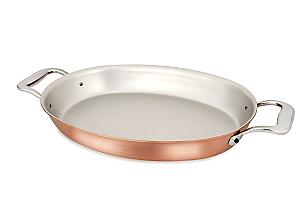 Signature Range 30 x 20cm Oval Copper au Gratin Pan with Stainless Steel Loop Handles