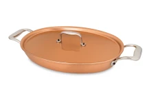 Gamma Signature Padella ovale in rame da 30 x 20 cm con manici ad anello in acciaio inossidabile — 2