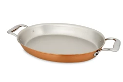 Gamma Signature Padella ovale in rame da 30 x 20 cm con manici ad anello in acciaio inossidabile — 1