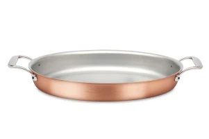 Signature Range 40 x 26cm Oval Copper au Gratin Pan with Stainless Steel Loop Handles — 2