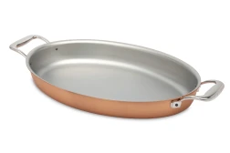 Gamma Signature Padella ovale in rame da 40 x 26 cm con manici ad anello in acciaio inossidabile — 1