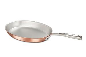 Signature Range 30 x 20cm Oval Copper Frying Pan with Stainless Steel Handle