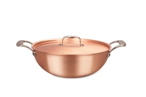 Signature Range 24cm Copper Risotto Pan with Stainless Steel Loop Handles  — 3