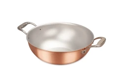 Signature Range 24cm Copper Risotto Pan with Stainless Steel Loop Handles  — 1