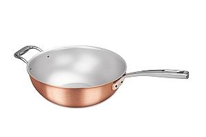 Signature Range 24cm Copper Risotto Pan with Stainless Steel Handle and Helper Handle 