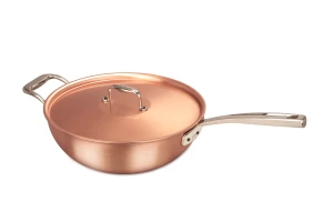 Signature Range 24cm Copper Risotto Pan with Stainless Steel Handle and Helper Handle  — 2