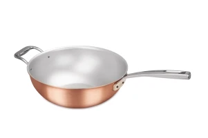 Signature Range 24cm Copper Risotto Pan with Stainless Steel Handle and Helper Handle  — 1