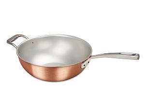 Signature Range 28cm Copper Wok with Stainless Steel Handle and Helper Handle