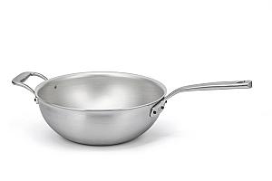 Flandria Range 24cm 5-Ply Risotto Pan with Stainless Steel Handle and Helper Handle - Induction Compatible