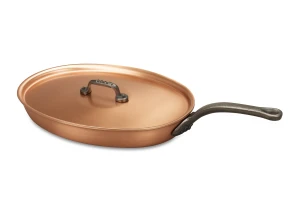 Classical Range 30 x 20cm Oval Copper Frying Pan with Cast Iron Handle — 2