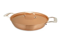 Signature 2.0 Range 24cm Round Copper au Gratin Pan with Stainless Steel Loop Handles - Induction Compatible — 2