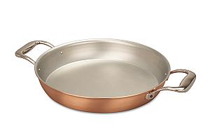 Signature 2.0 Range 28cm Round Copper au Gratin Pan with Stainless Steel Loop Handles - Induction Compatible