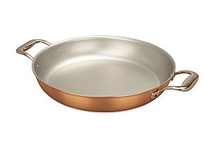 Signature 2.0 Range 32cm Round Copper au Gratin Pan with Stainless Steel Loop Handles - Induction Compatible