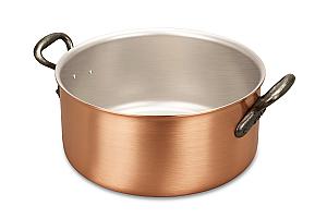 Fusion Range 24cm Copper Casserole with Cast Iron Handles - Induction Compatible