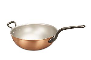 Fusion Range 28cm Copper Wok with Cast Iron Handle and Helper Handle - Induction Compatible