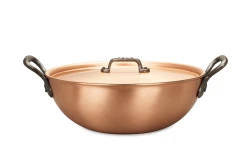 Classical Range 28cm Copper Wok with Cast Iron Loop Handles — 4