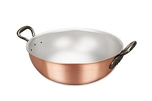 Classical Range 28cm Copper Wok with Cast Iron Loop Handles