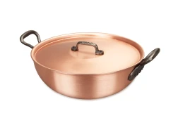 Klassieke serie 28 cm koperen wok met gietijzeren handgrepen — 3