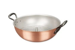 Klassieke serie 28 cm koperen wok met gietijzeren handgrepen — 2