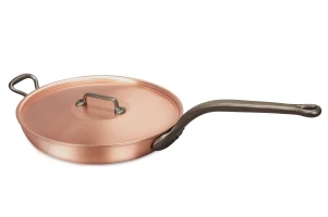 Klassieke koperen koekenpan van 32 cm met gietijzeren handvat en extra handvat — 2