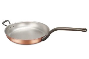 Klassieke koperen koekenpan van 32 cm met gietijzeren handvat en extra handvat — 1