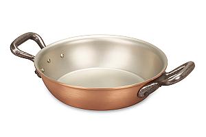 Classical Range 16cm Round Copper au Gratin Pan with Cast Iron Loop Handles